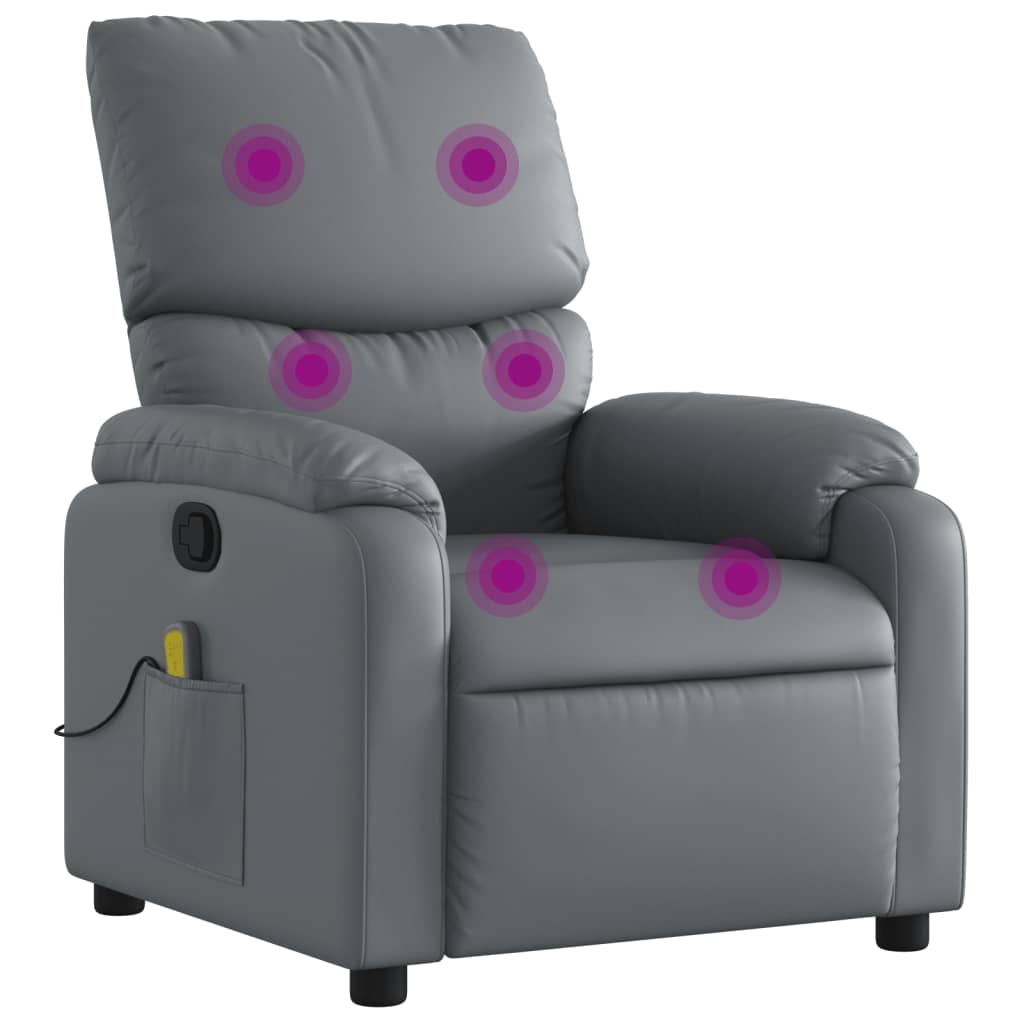 Folding massage chair, gray, ecological leather