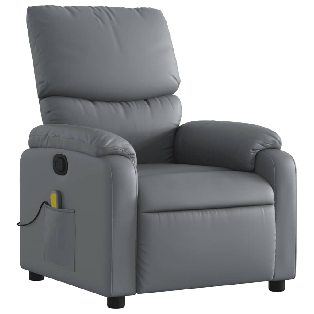 Folding massage chair, gray, ecological leather