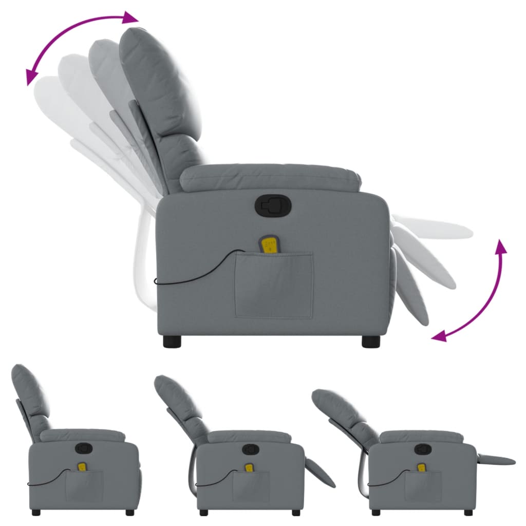 Folding massage chair, gray, ecological leather