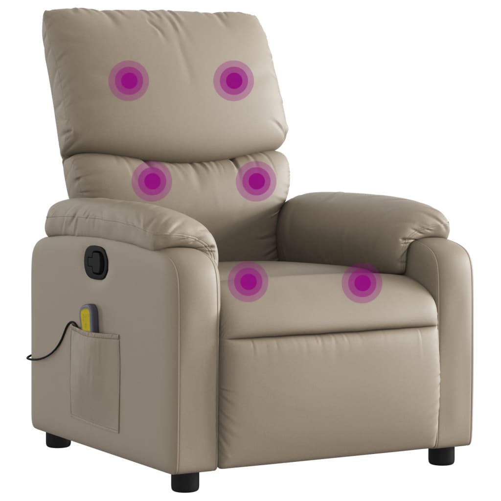 Folding massage armchair, cappuccino, ecological leather