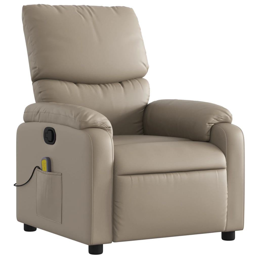 Folding massage armchair, cappuccino, ecological leather