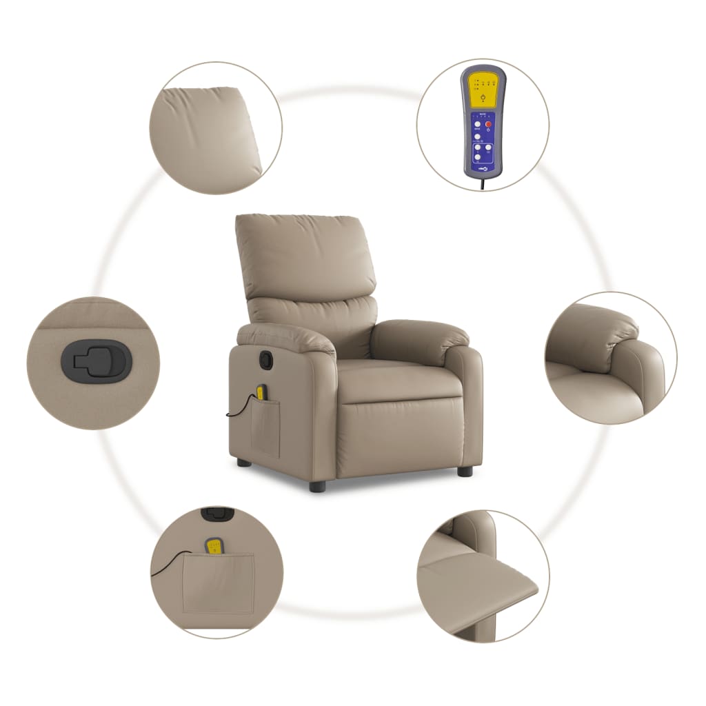 Folding massage armchair, cappuccino, ecological leather