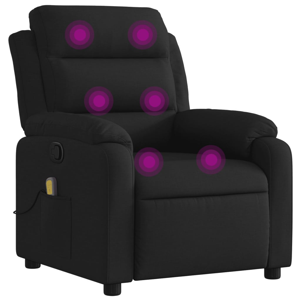 Folding massage chair, black, textile material