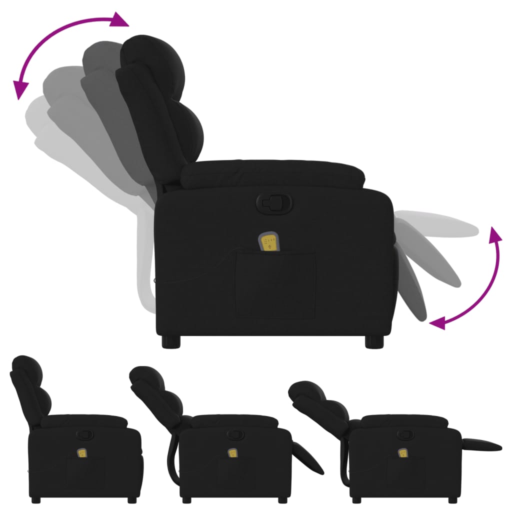 Folding massage chair, black, textile material
