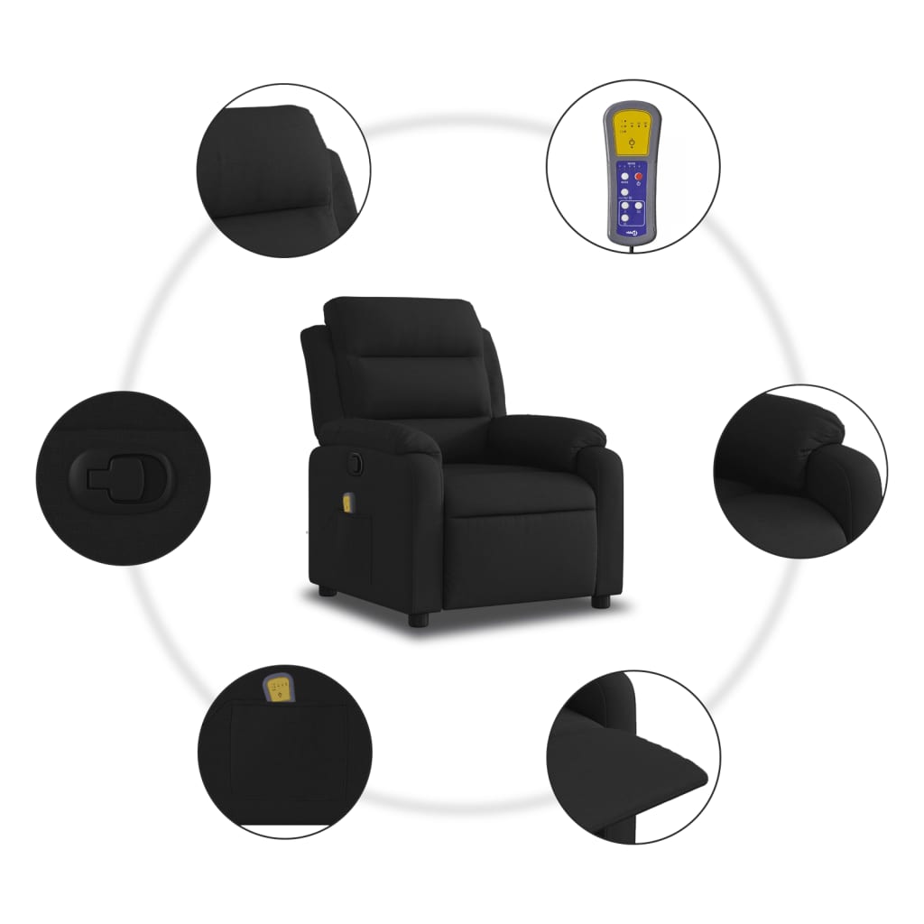 Folding massage chair, black, textile material