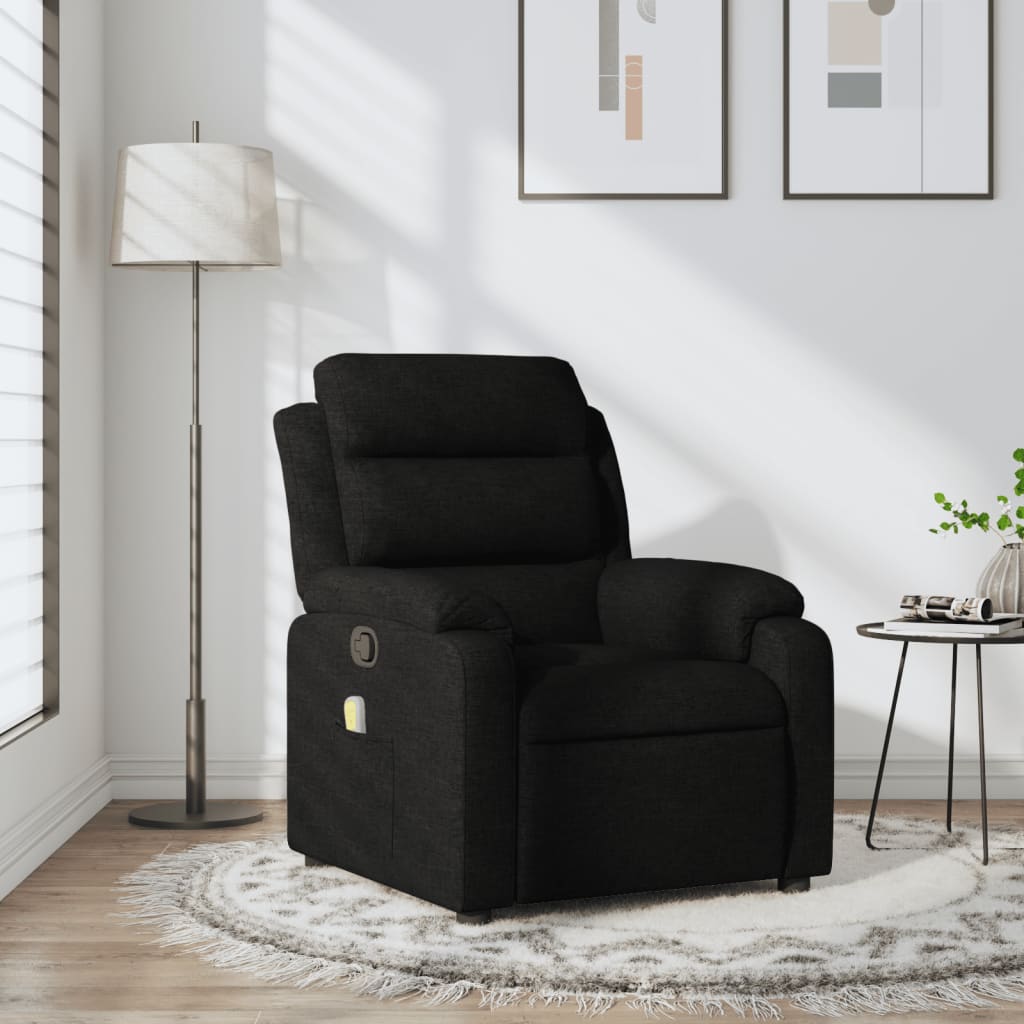 Folding massage chair, black, textile material