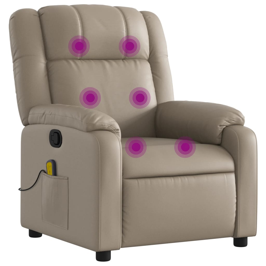 Folding massage armchair, cappuccino, ecological leather