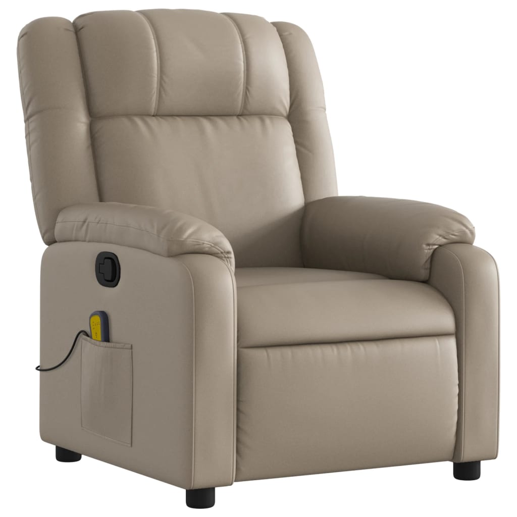 Folding massage armchair, cappuccino, ecological leather