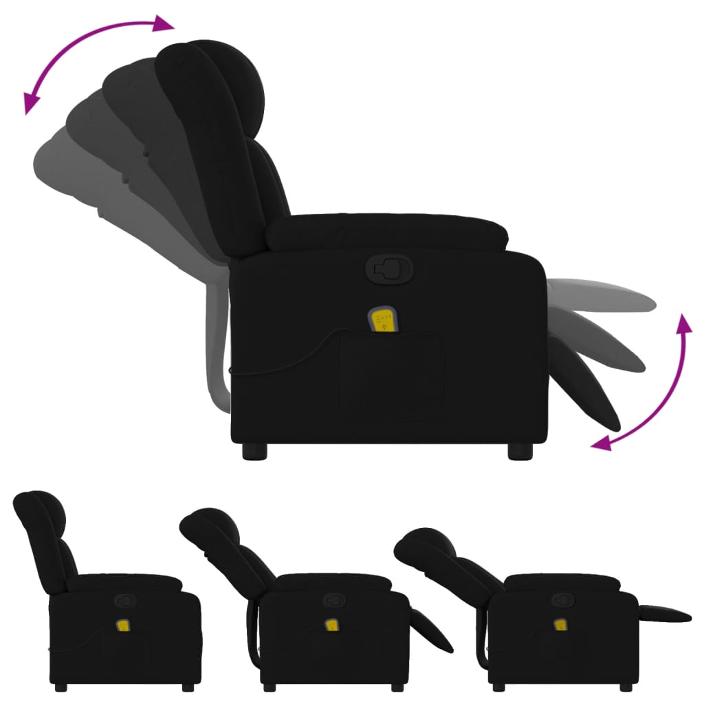 Folding massage chair, black, textile material