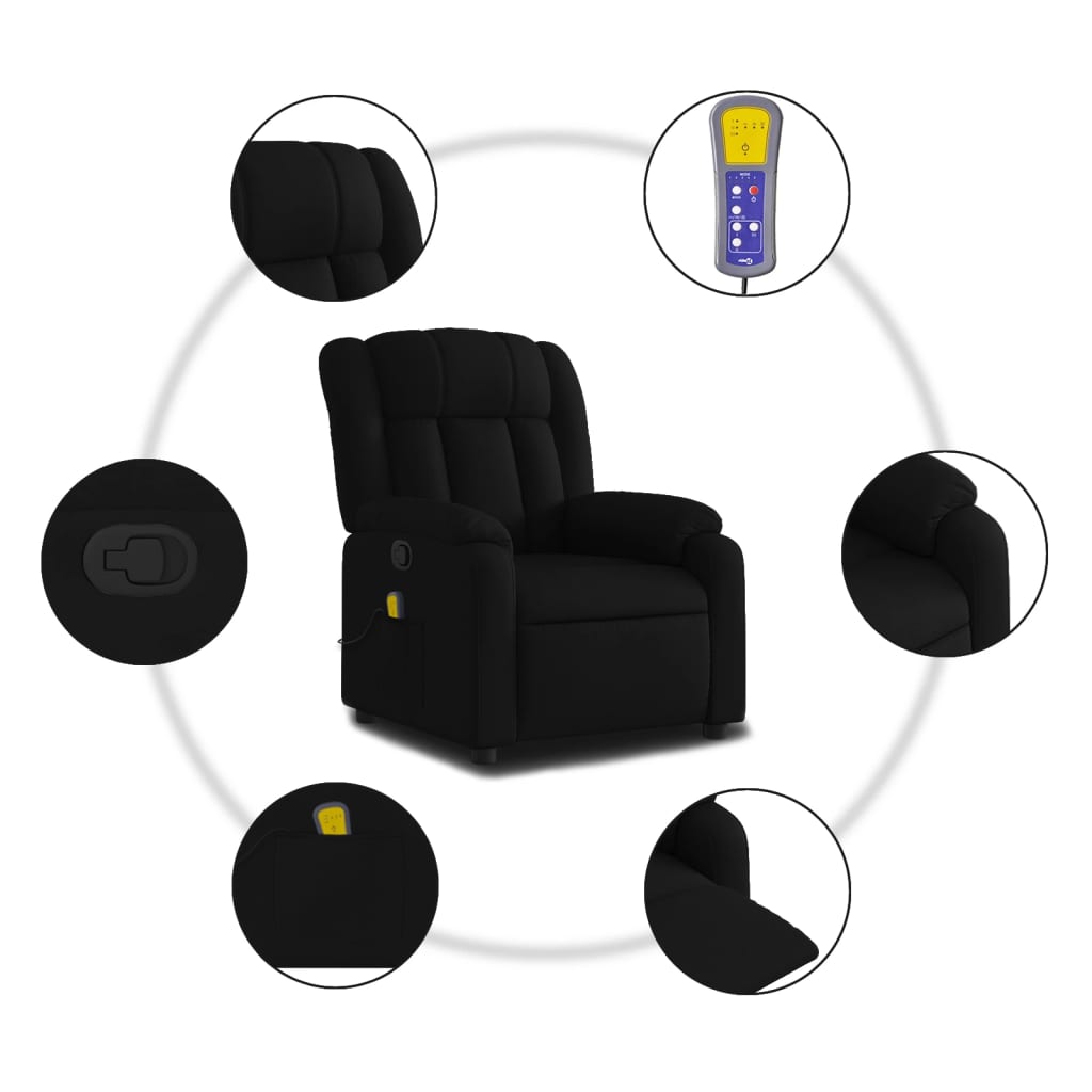 Folding massage chair, black, textile material