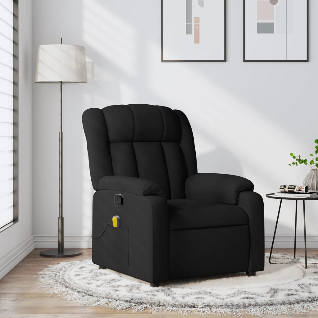 Folding massage chair, black, textile material