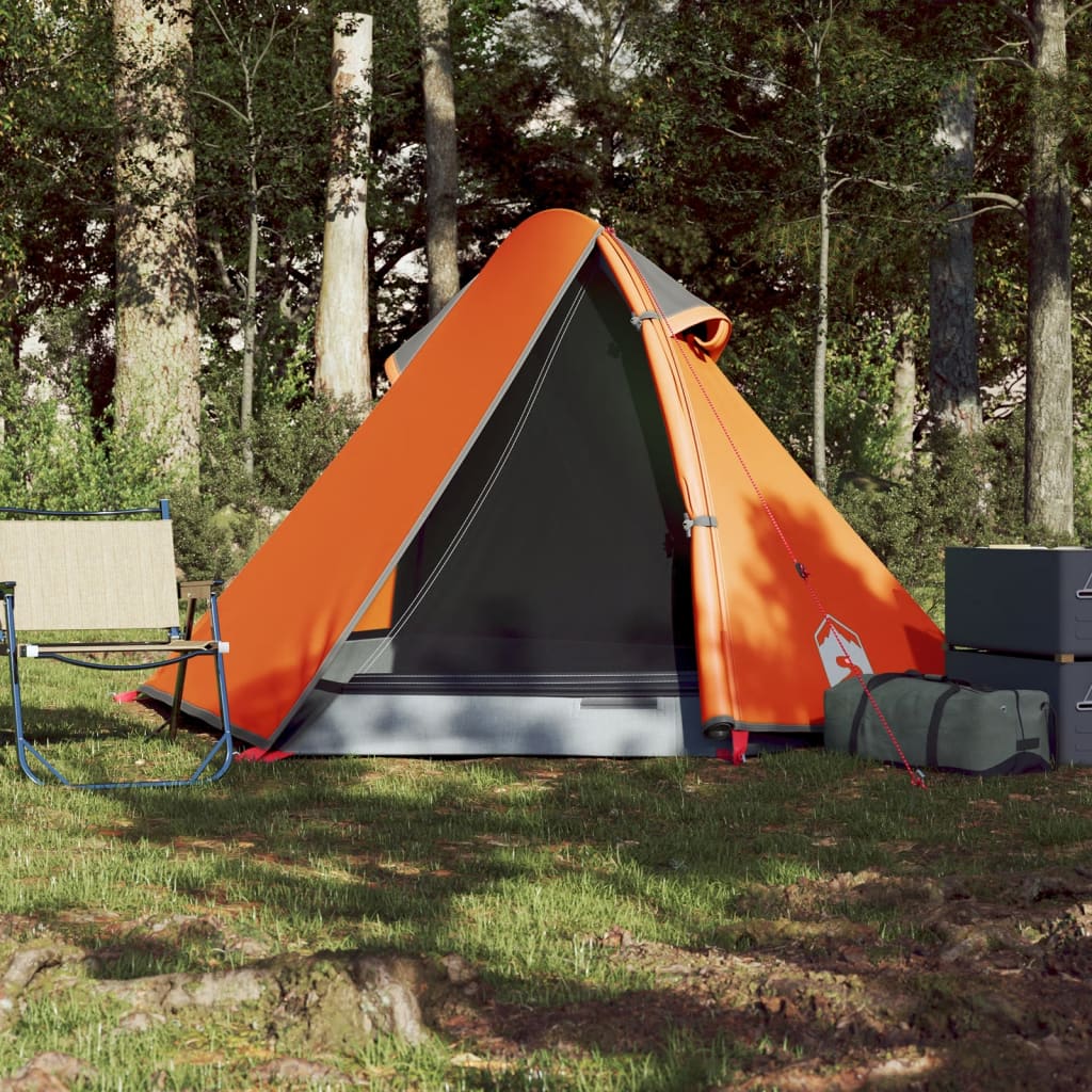 Camping tent 2 people grey/orange 267x154x117cm taffeta 185T