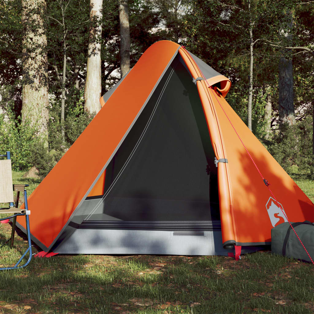 Camping tent 2 people grey/orange 267x154x117cm taffeta 185T