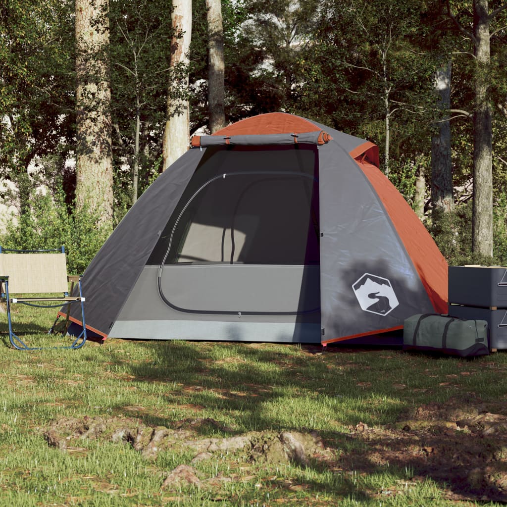 Camping tent 2 people grey/orange 224x248x118cm taffeta 185T