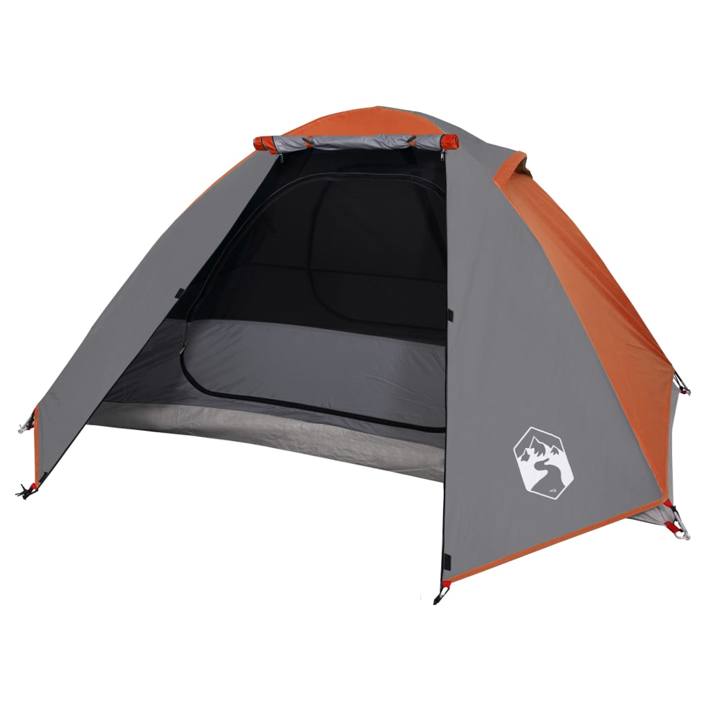 Camping tent 2 people grey/orange 224x248x118cm taffeta 185T