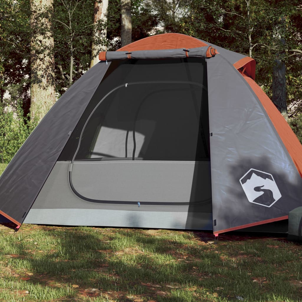 Camping tent 2 people grey/orange 224x248x118cm taffeta 185T