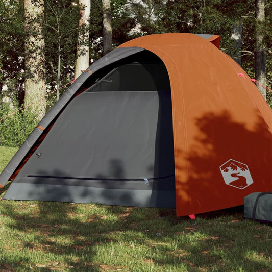 Camping tent 4 people grey/orange 267x272x145cm taffeta 185T