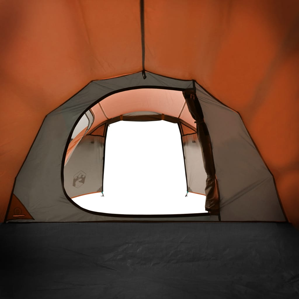 Cort de camping tunel 3 persoane, portocaliu, impermeabil