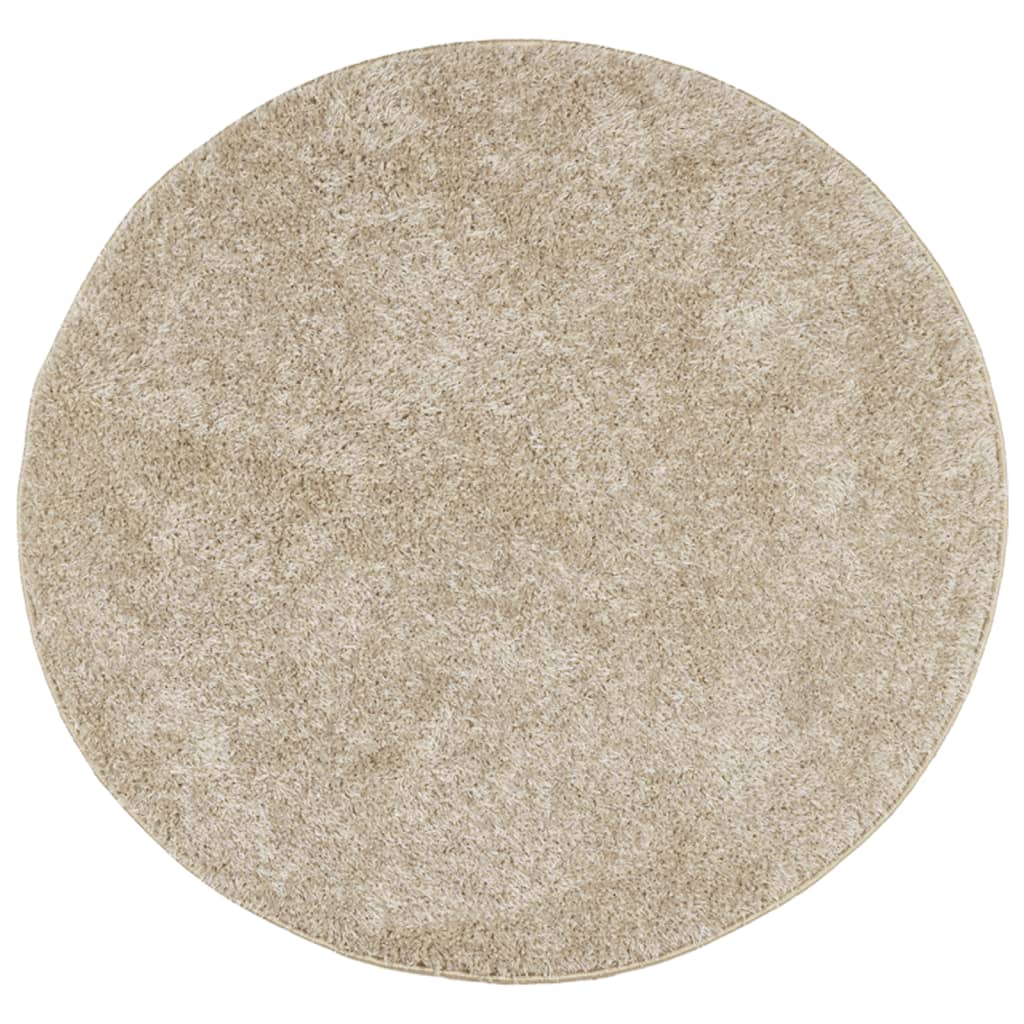 ISTAN carpet, with high threads, glossy appearance, beige, Ø 120 cm