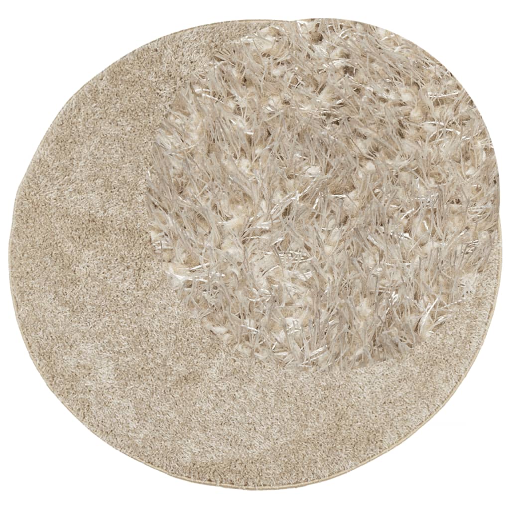 ISTAN carpet, with high threads, glossy appearance, beige, Ø 120 cm