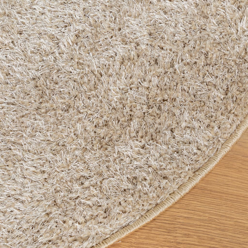 ISTAN carpet, with high threads, glossy appearance, beige, Ø 120 cm