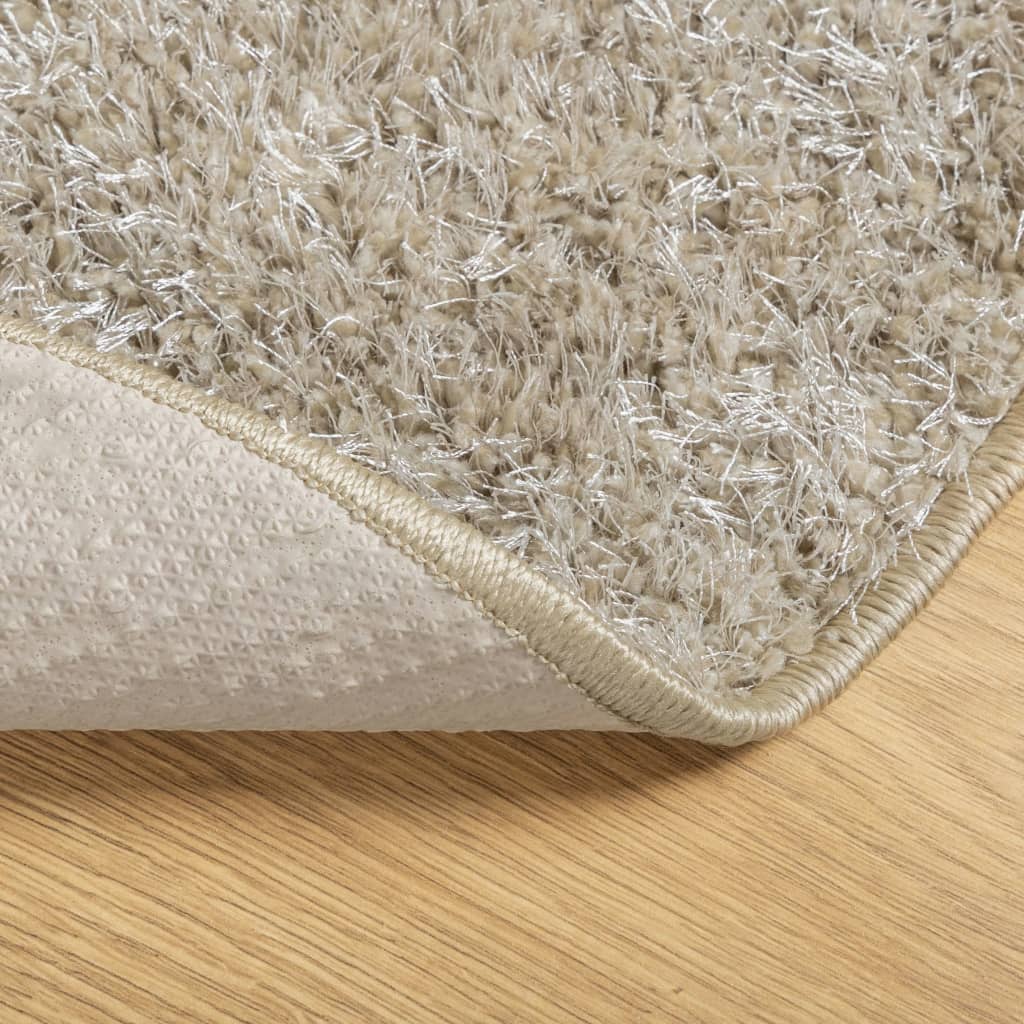 ISTAN carpet, with high threads, glossy appearance, beige, Ø 120 cm