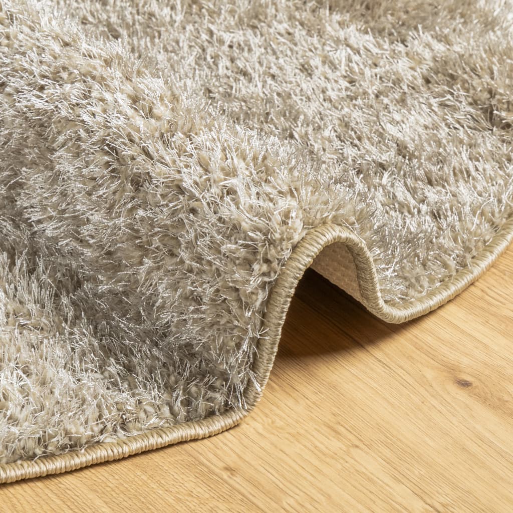 ISTAN carpet, with high threads, glossy appearance, beige, Ø 120 cm