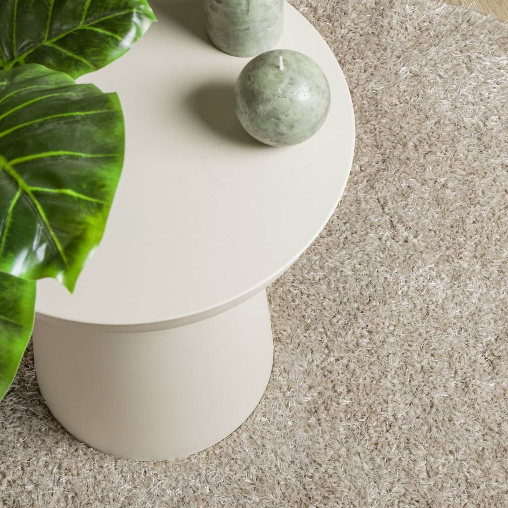 ISTAN carpet, with high threads, glossy appearance, beige, Ø 120 cm