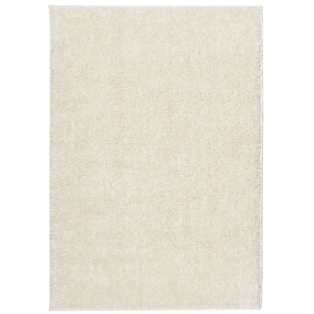 ISTAN carpet, with high threads, glossy appearance, cream, 140x200 cm