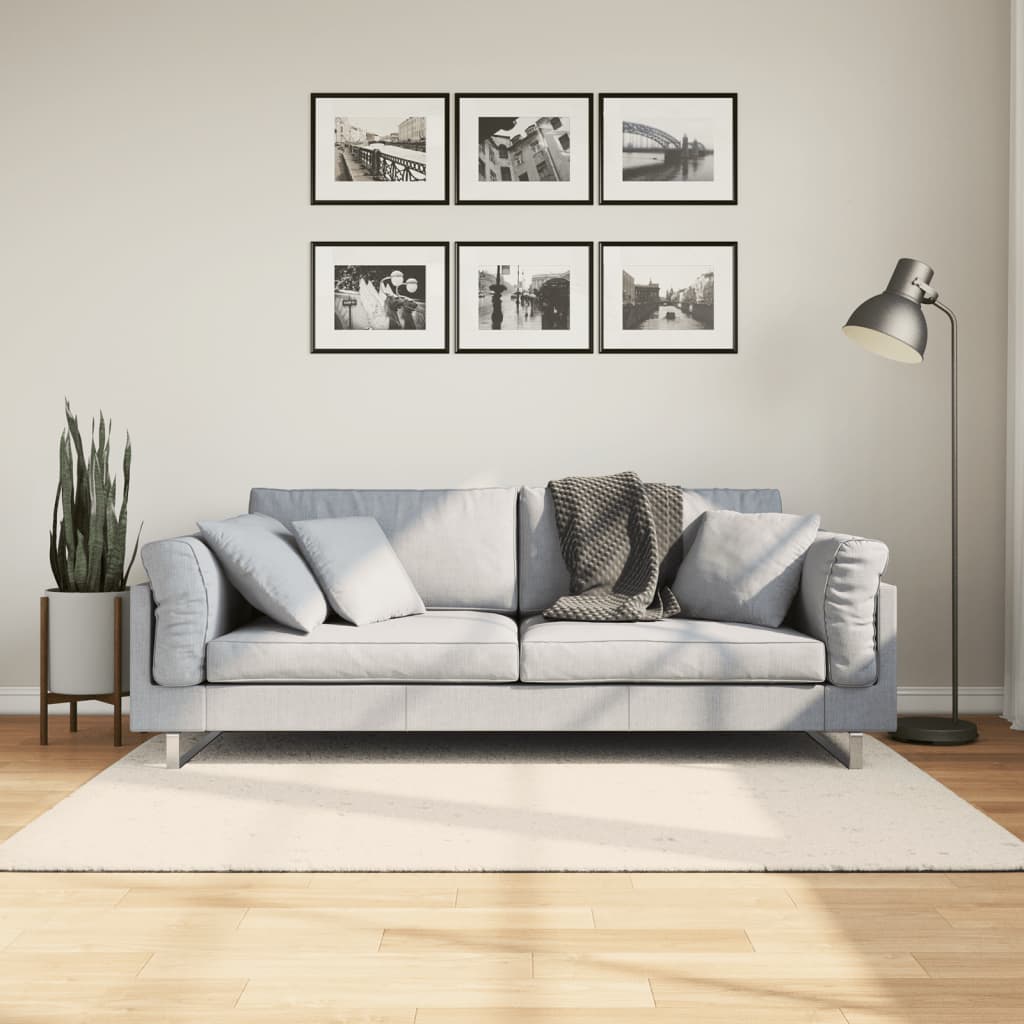 ISTAN carpet, with high threads, glossy appearance, cream, 140x200 cm