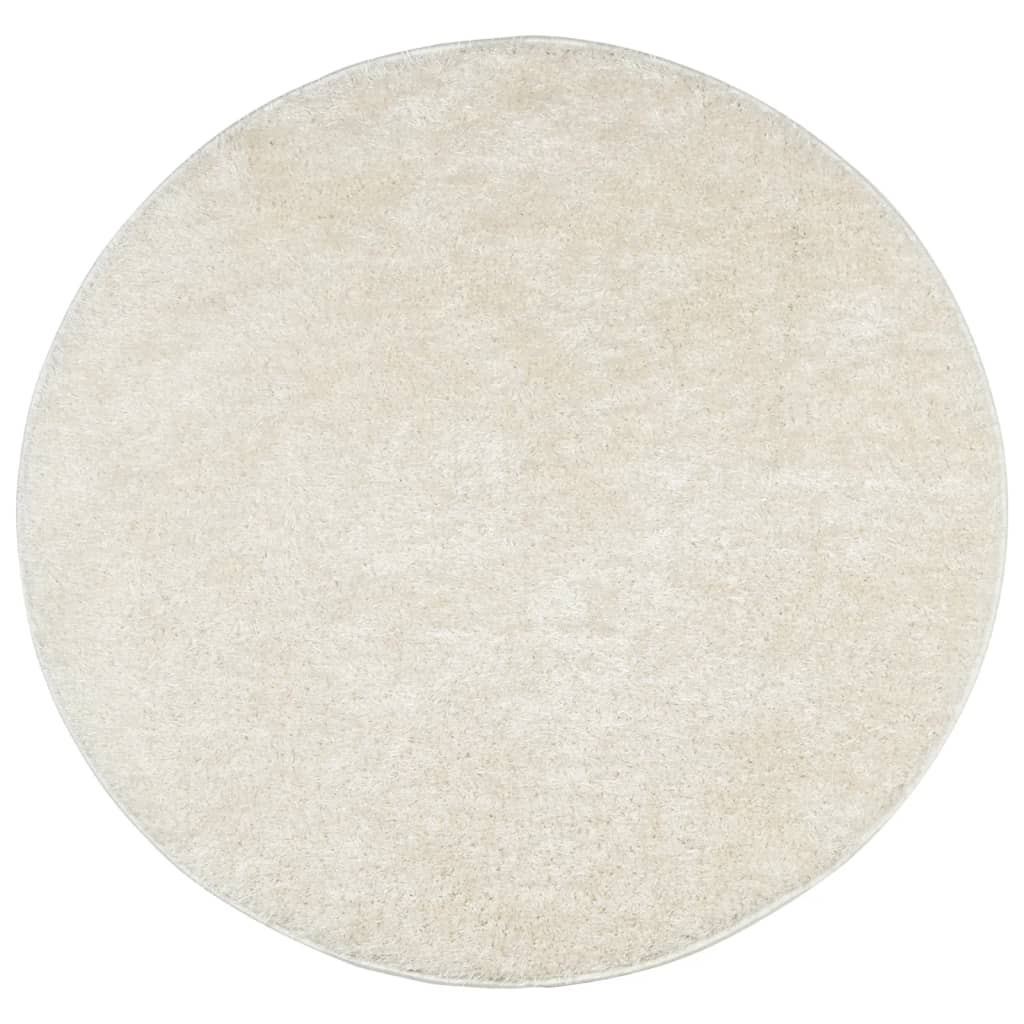 ISTAN carpet, with high threads, glossy appearance, cream, Ø 100 cm