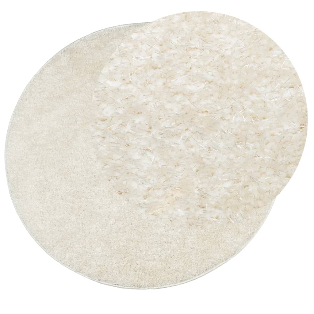 ISTAN carpet, with high threads, glossy appearance, cream, Ø 100 cm