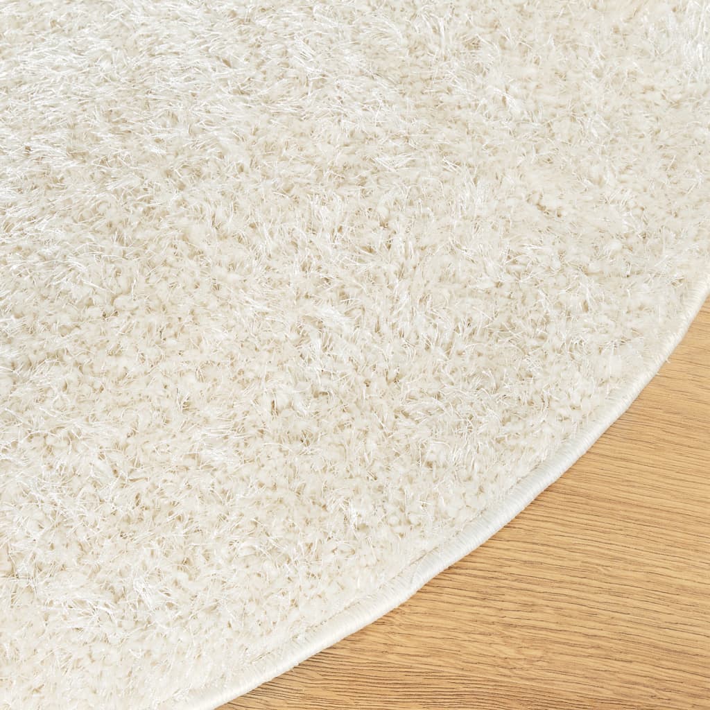 ISTAN carpet, with high threads, glossy appearance, cream, Ø 100 cm