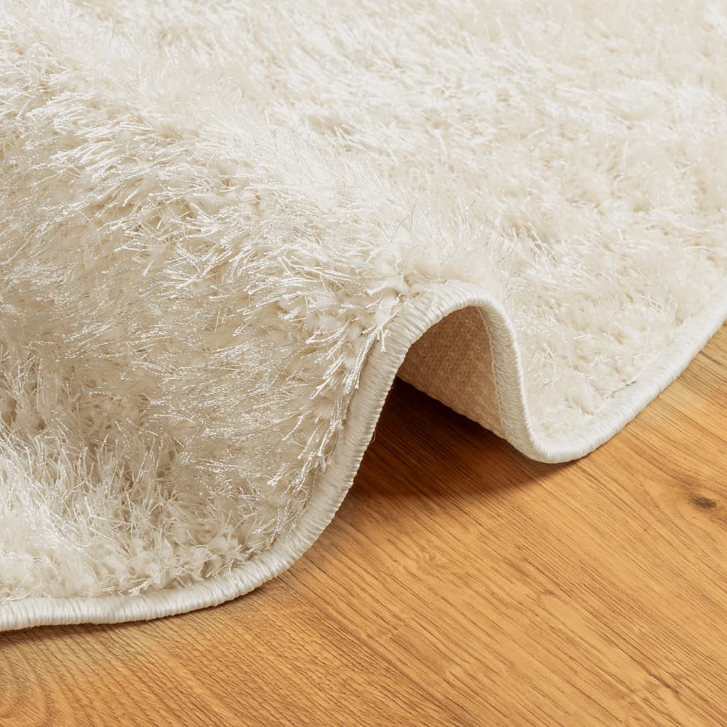 ISTAN carpet, with high threads, glossy appearance, cream, Ø 100 cm