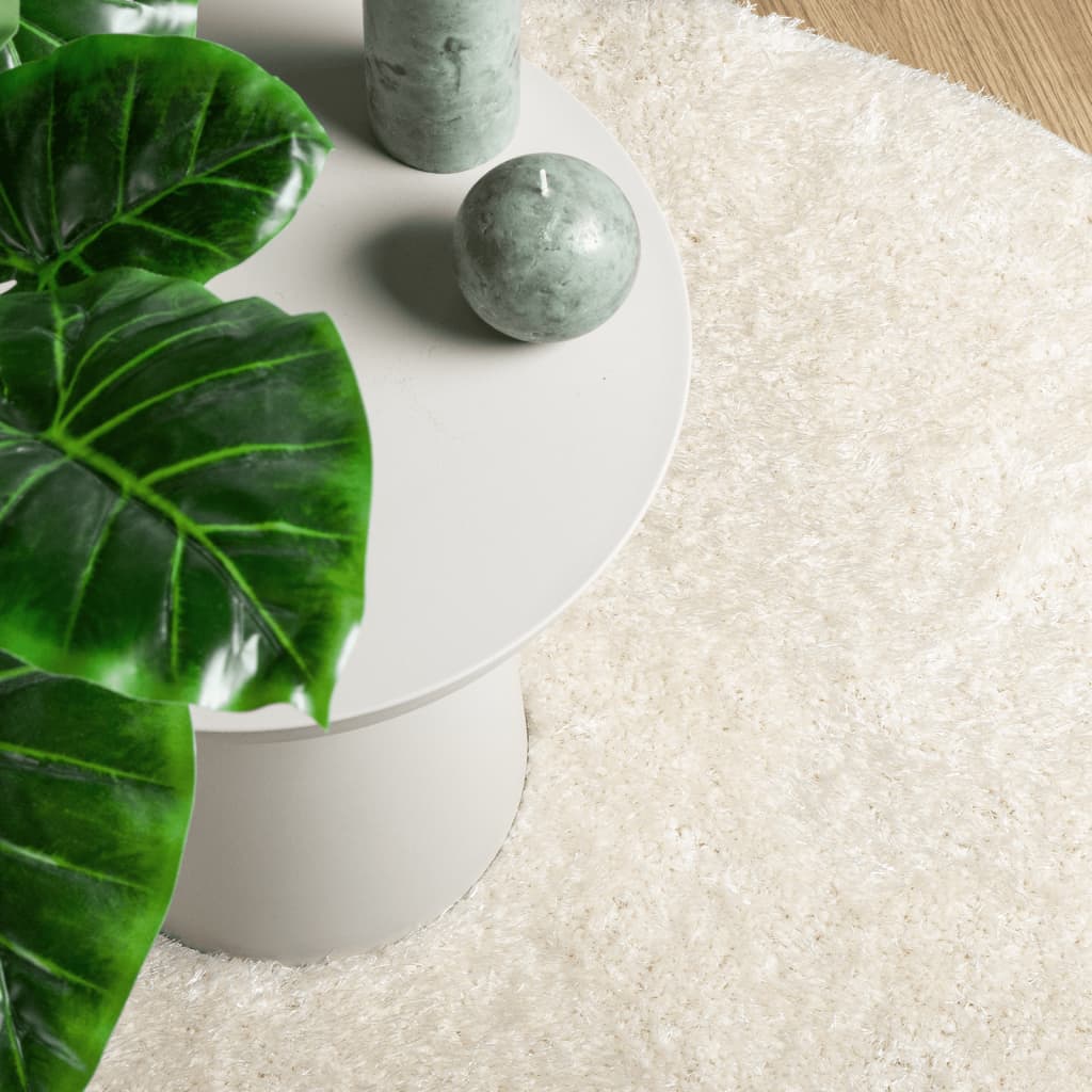 ISTAN carpet, with high threads, glossy appearance, cream, Ø 100 cm