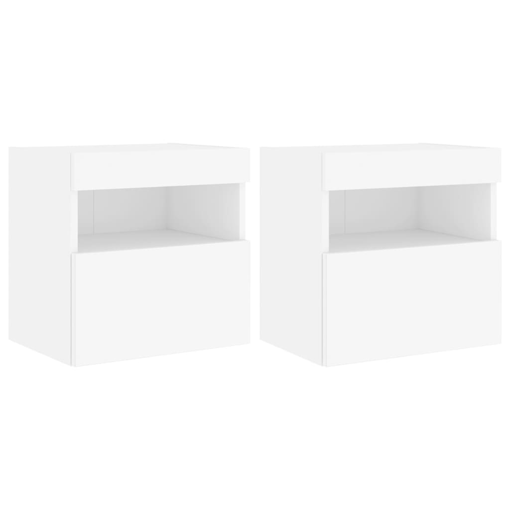 Wall-mounted TV chests with LED lights, 2 pcs., white, 40x30x40 cm