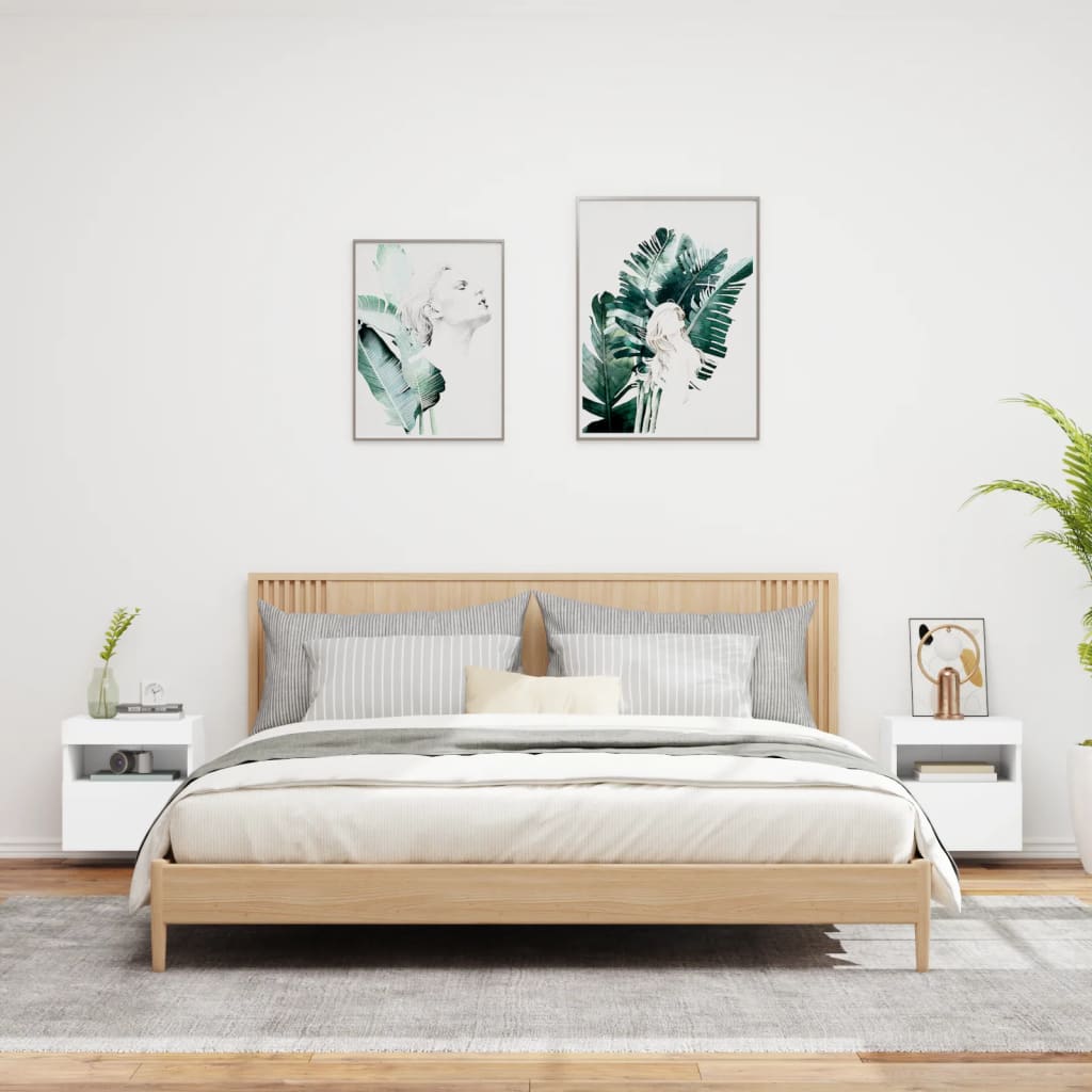 Wall-mounted TV chests with LED lights, 2 pcs., white, 40x30x40 cm