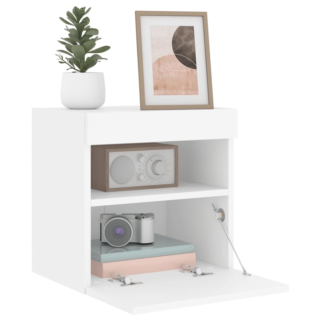 Wall-mounted TV chests with LED lights, 2 pcs., white, 40x30x40 cm