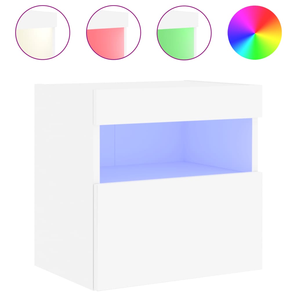 Wall-mounted TV chests with LED lights, 2 pcs., white, 40x30x40 cm