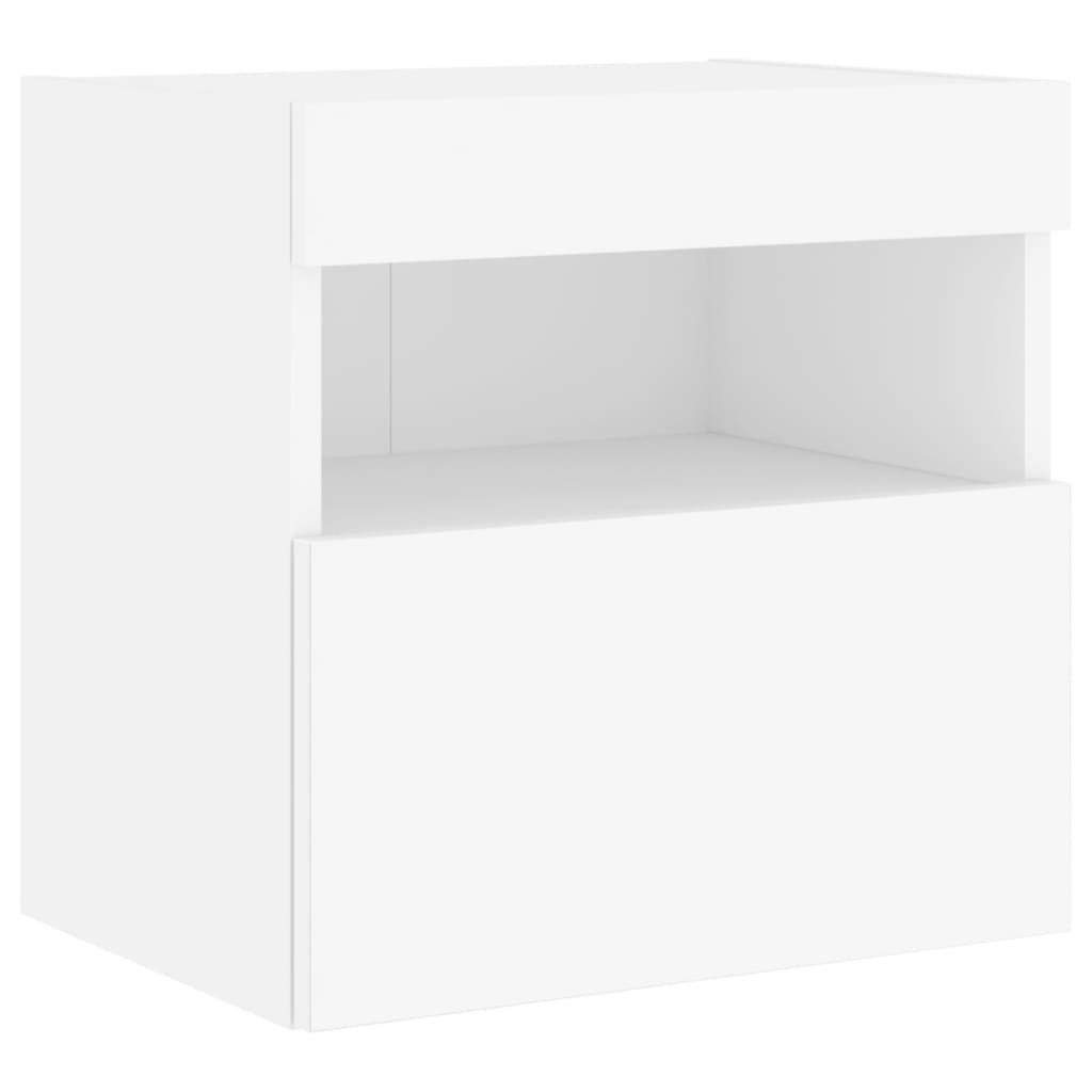Wall-mounted TV chests with LED lights, 2 pcs., white, 40x30x40 cm