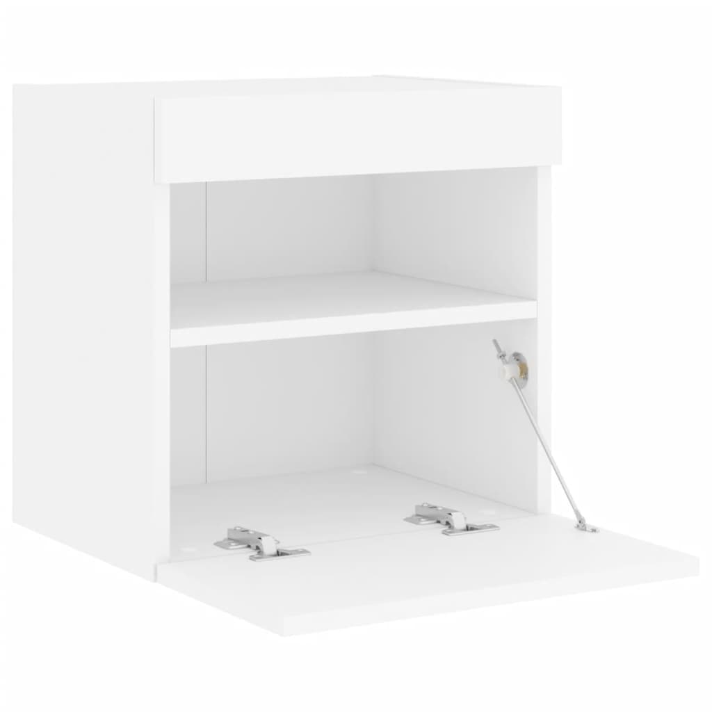 Wall-mounted TV chests with LED lights, 2 pcs., white, 40x30x40 cm