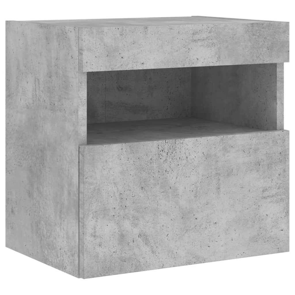 Wall-mounted TV cabinet with LED lights, concrete gray, 40x30x40 cm