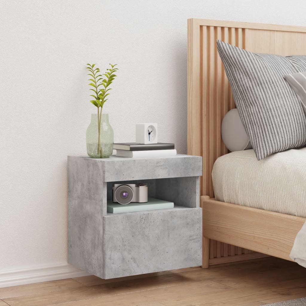 Wall-mounted TV cabinet with LED lights, concrete gray, 40x30x40 cm