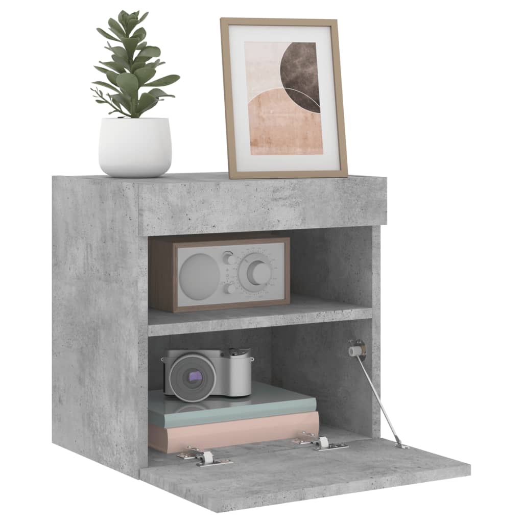 Wall-mounted TV cabinet with LED lights, concrete gray, 40x30x40 cm