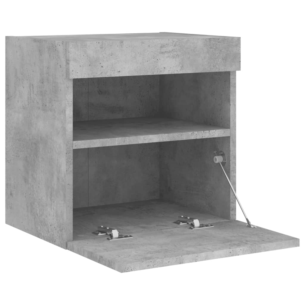 Wall-mounted TV cabinet with LED lights, concrete gray, 40x30x40 cm