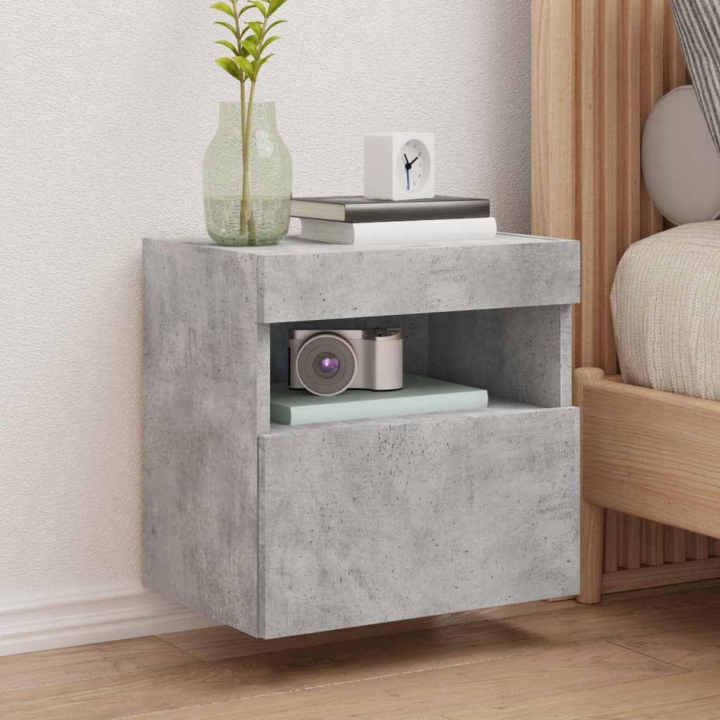 Wall-mounted TV cabinet with LED lights, concrete gray, 40x30x40 cm