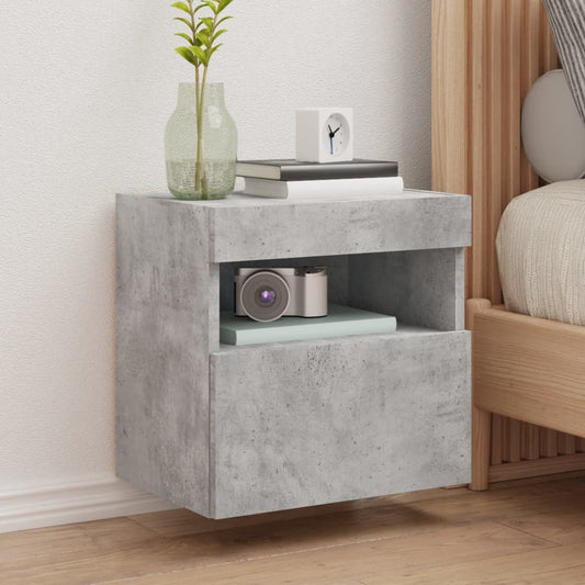 Wall-mounted TV cabinet with LED lights, concrete gray, 40x30x40 cm
