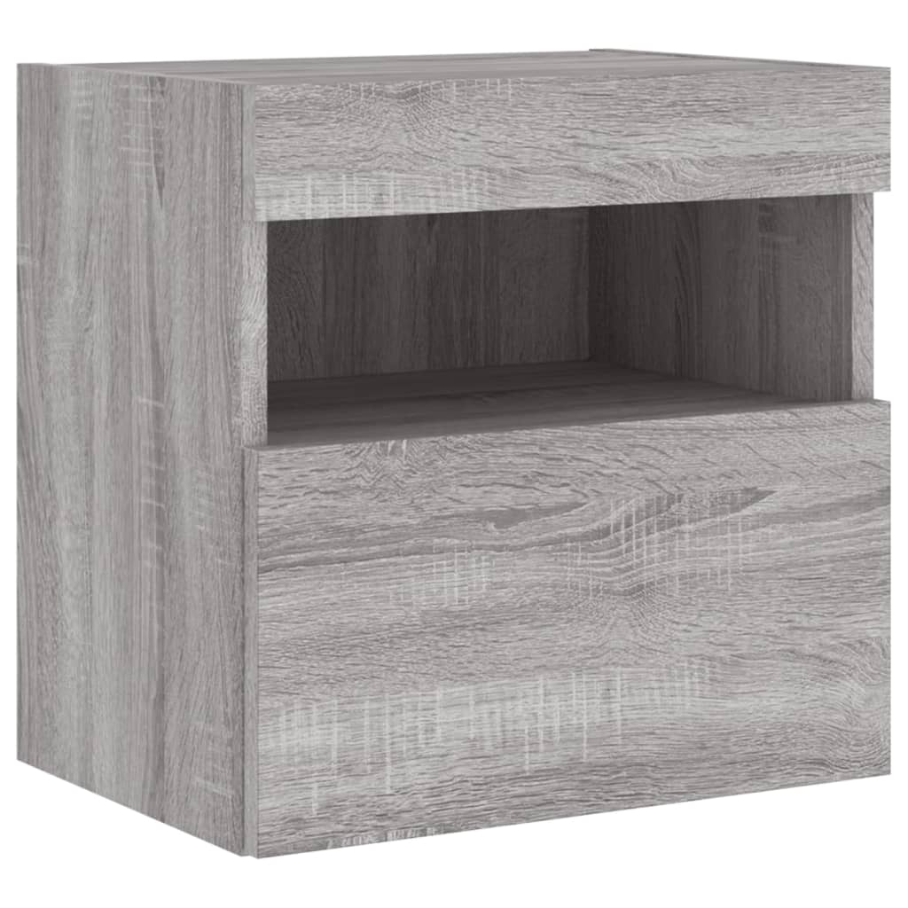 Comodă TV de perete cu LED, 2 buc, gri sonoma, 40x30x40 cm