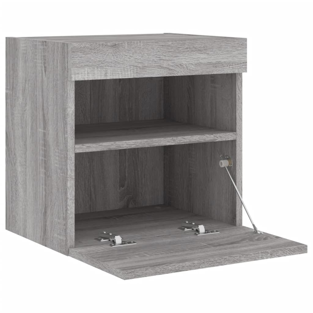 Comodă TV de perete cu LED, 2 buc, gri sonoma, 40x30x40 cm