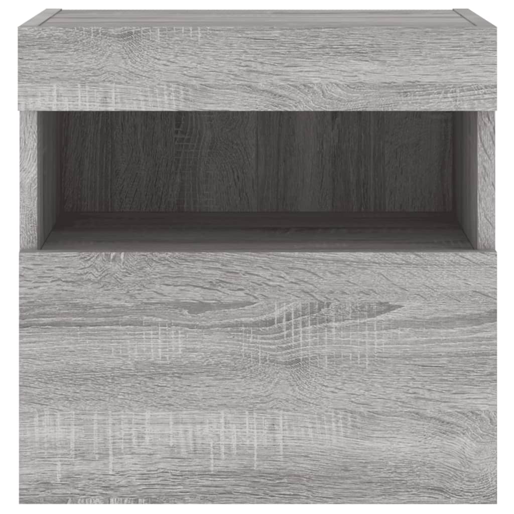 Comodă TV de perete cu LED, 2 buc, gri sonoma, 40x30x40 cm